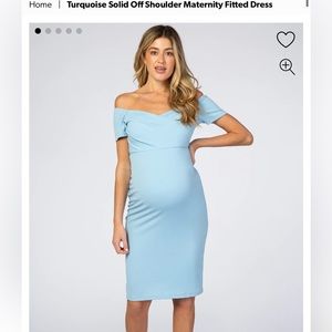 Pinkblush turquoise solid off shoulder maternity dress size large.